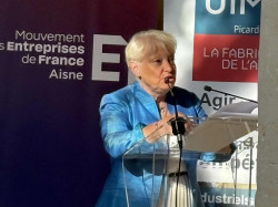 Pascale Sebille, présidente du Medef Aisne lors de la garden party à Soissons le 24 juin.