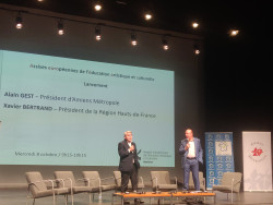 Xavier Bertrand et Alain Gest lors du lancement des Assises. © Aletheia Press / D. La Phung﻿