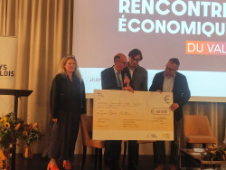 Florence Syoen, directrice générale de la SAO, Didier Doucet, présiden du Pays de Valois Guillaume Chartier et Damien Vecten, agriculteurs. © Aletheia Press / DLP