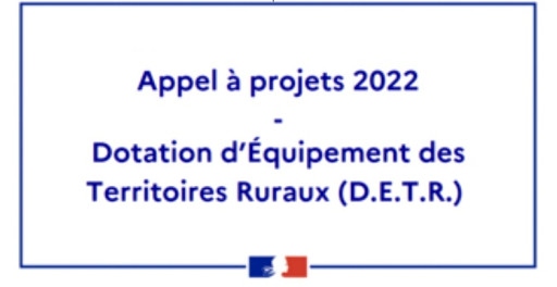 Ouverture de la période de dépôt des dossiers de la (DETR) jusqu'au 28 février 2022 inclus