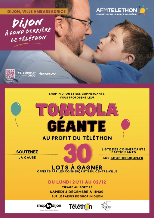 Shop in Dijon organisera une Tombola au profit du Téléthon 2022