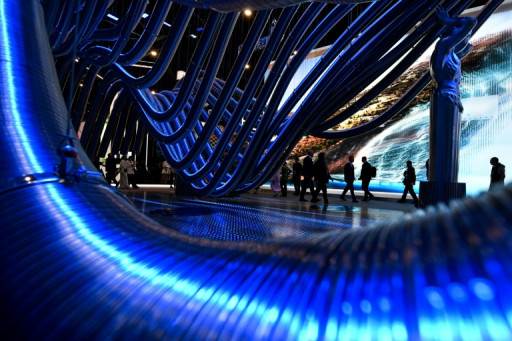 Une installation pour le forum économique de Saint-Pétersbourg (Saint Petersburg International Economic Forum - SPIEF).…